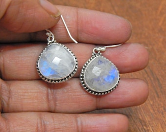 Boucles d'oreilles en pierre de lune naturelle Bijoux en argent sterling 925 - Cadeau pour elle