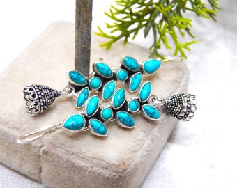 ブルーターコイズスタッドピアス 925スターリングシルバー