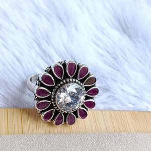 925 Sterling Silver Natural Ruby & CZ Ring – Minimalist Women's Jewelry