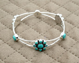 925 Sterlingsilber-natürlicher Türkis-Armreif: Handgemachter Schmuck