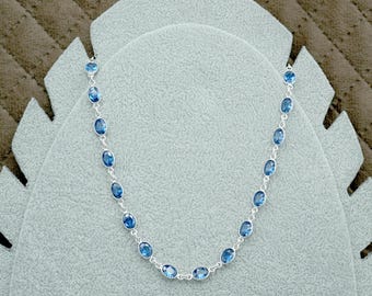Dainty Iolite Chain Sterling Silver Necklace - Minimalist Women Necklaces - Wedding Gift For Her