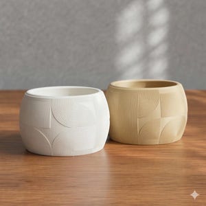 Bol decorativo de estilo Bauhaus: relieve 3D de gran textura, estilo moderno de mediados de siglo, maceta para espacios modernos, idea para regalo.