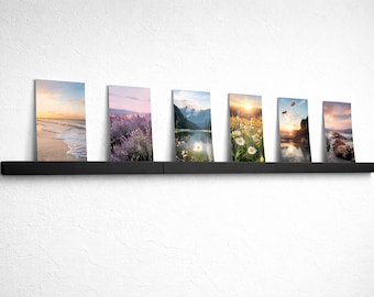 Picture rail without drilling, adhesive strip for photos & postcards, modular wall shelf, tenant-friendly decoration, wall-mounted photo rail