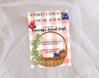 Let’s Picnic! Berries & Sunshine Birthday Invite