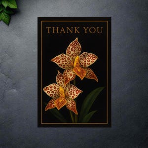 Birthday Card Printable, Elegant Exotic Orchid Greeting, 5x7 Digital Download