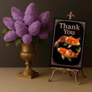 Koi Fish Thank You Card: Botanical Goldfish Art - 5x7 Greeting