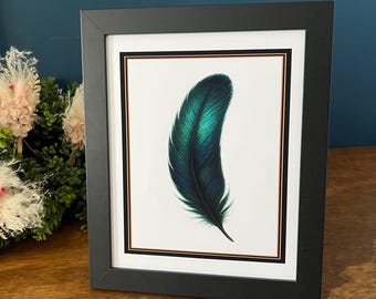 Emerald Feather Fine Art Print, Wall Decor