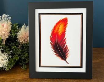 Red Feather Fine Art Print, Wall Decor