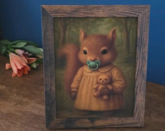 Woodland Baby Squirrel Nursery Art Print