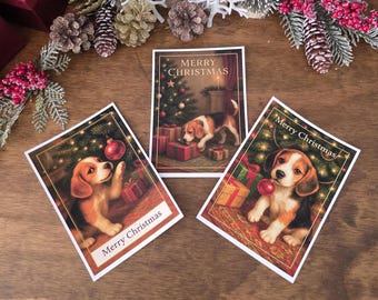 Adorable Beagle Christmas Cards – Festive Dog Holiday Set