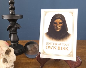 Enter At Your Own Risk Haunted House Halloween Card, 5 x 7 Luxury Greeting Card