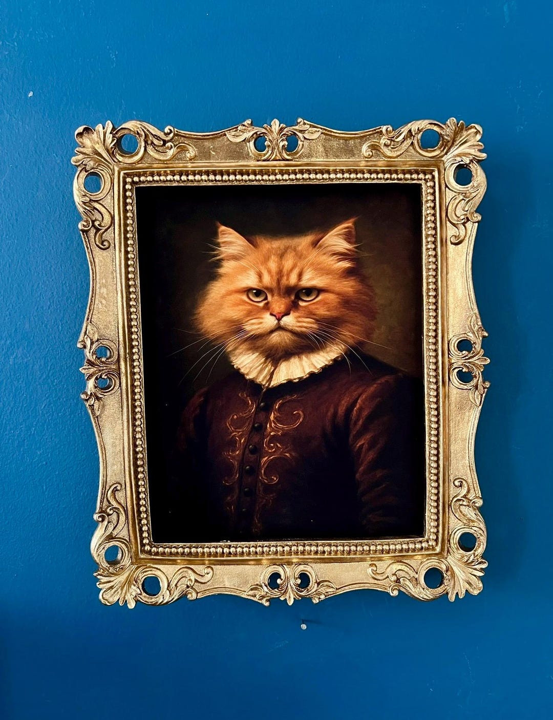 Persian Cat Oil Painting Art Print, Antique Orange Cat Portrait ...