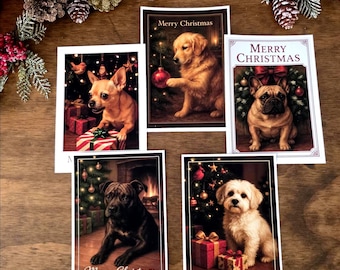 Adorable Dog Christmas Cards – Holiday Greeting Card Set for Pet Lovers