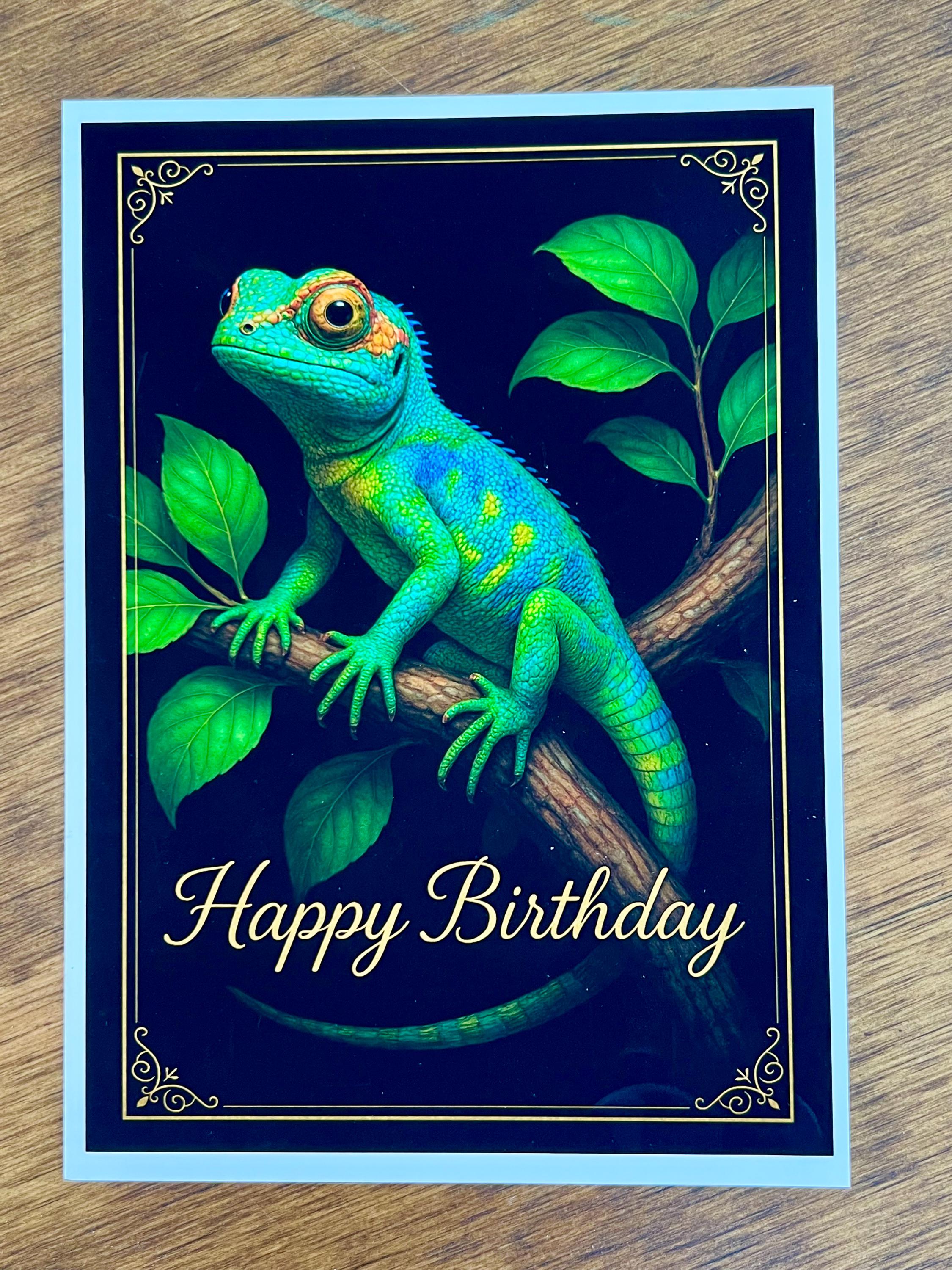 Hyper Realistic Lizard Birthday Card, Fine Art Reptile Illustration - Etsy