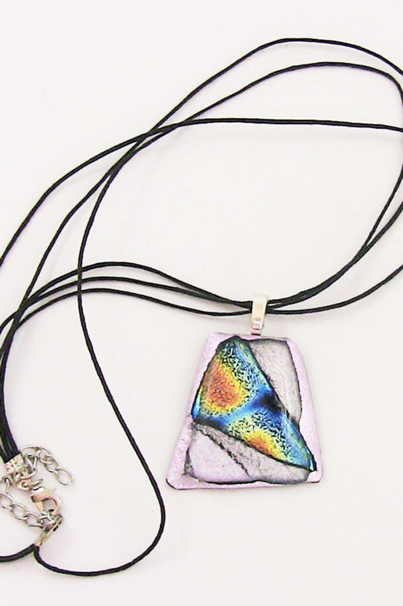 Abstract Pendant Gifts for Her Fused Glass Pendant Dichroic pattern Pendant Lavendar Rainbow Pendant