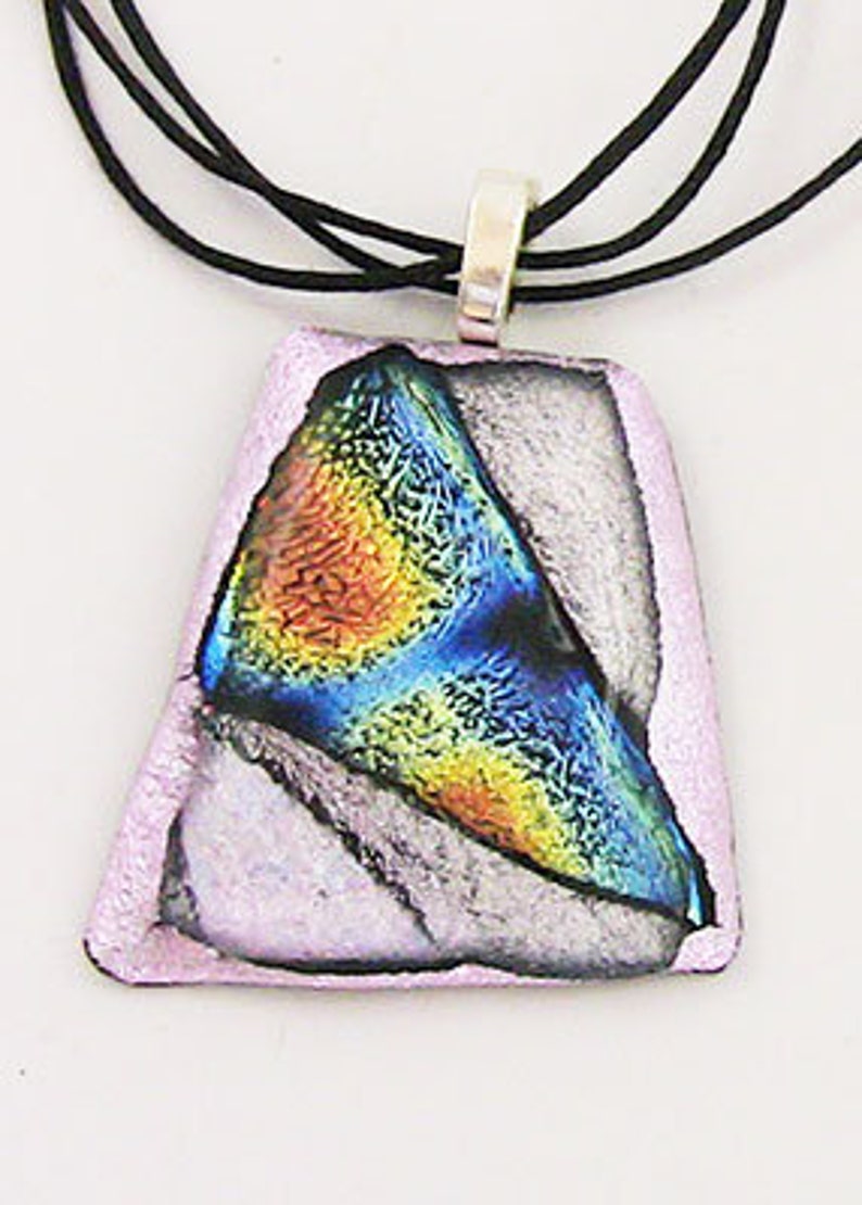Abstract Pendant Gifts for Her Fused Glass Pendant Dichroic pattern Pendant Lavendar Rainbow Pendant