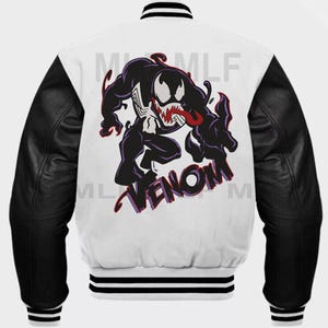 Symbiote Varsity Jacket – Venom-Inspired Embroidered Halloween Costume Best Design Jacket