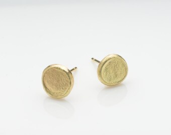 Simple 18 ct gold stud earrings - gold post earrings - matte finish gold earrings - gold ingot Viking hoard inspired - Fine jewellery