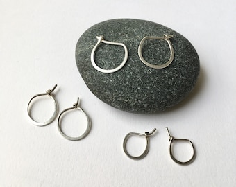 Handmade silver hammered hoops - Casual everyday silver hoop - Present for her - Ready to ship - Birthday Present - Teen Gift Ready to ship