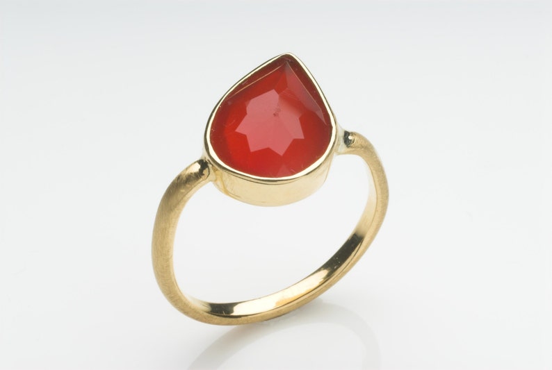 Carnelian and 18 ct gold ring Medieval influenced gold ring non-traditional alternative engagement ring Free Shipping image 1