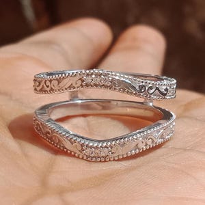 Enhancer Wrap Ring guard For women&#39;s 14K white Gold Plated Engagement Unique Ring Enhancer, Jacket ring Wrap, Promise Enhancer ring guard