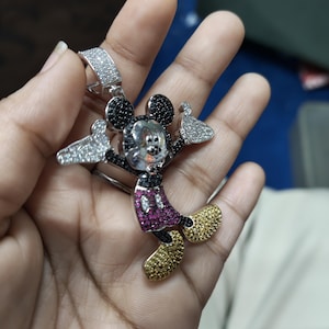 5 karat simulerad rubin och svart diamant lyxigt tecknat hänge - Berlock - Vitt guldfinish Streetwear-smycken - 925 silver