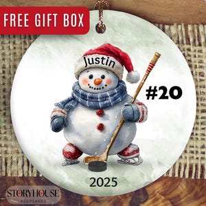Hockey Ornament Custom Hockey Christmas Ornament Personalized Hockey Christmas Ornament Gift for Hockey Player Ornament Hockey Team Keepsake