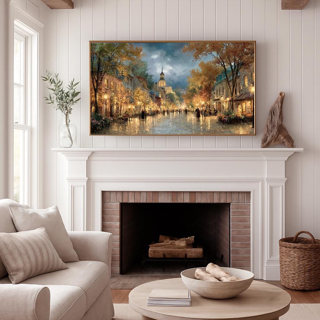 Samsung Frame TV Art ダウンロード 秋の村の街の風景 秋のデジタル