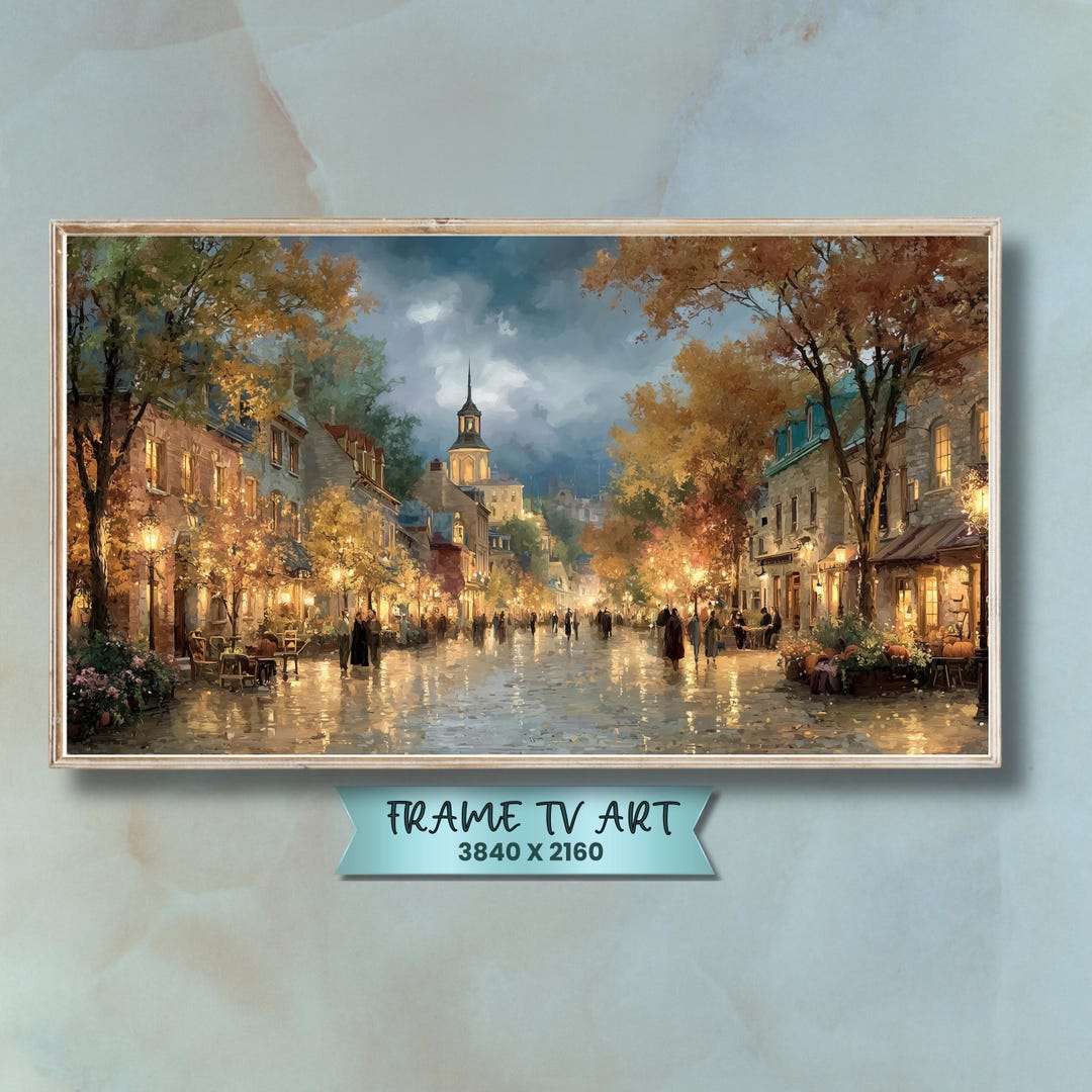 Samsung Frame TV Art ダウンロード 秋の村の街の風景 秋のデジタル