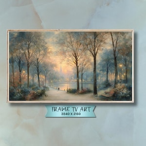 Zonsondergang Landschapskunst Televisiescherm Romantisch tafereel Winterpad Uitzicht Frame Tv Download Valentijn Cadeau Sfeervol Decor Vintage stijl Samsung