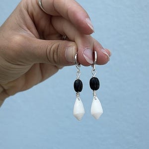 Real Shell Silver Hoop Earrings
