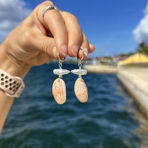 Shell & Pearl Silver Hoop Earrings