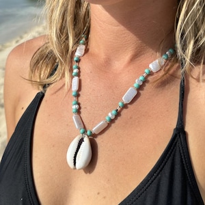 Real Cowrie Shell Beaded Necklace