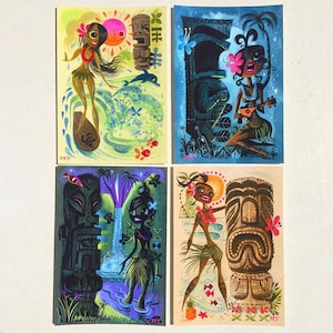Set 4 Tiki Giclee Mini Prints