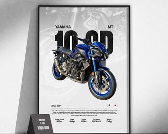 Póster de la moto deportiva Yamaha MT-10 SP | Arte mural para motociclistas | Lámina de moto japonesa | Decoración de garaje | Regalo para motociclistas | Arte del motor