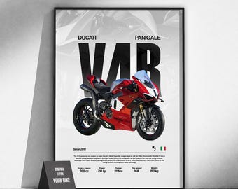 Ducati Panigale V4 R Sportbike Poster | Motorcycle Wall Art | Superbike Print | Garage Decor | Motorcyclist Gift | Motorsports Art