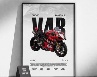 Póster de la Ducati Panigale V4 R Sportbike | Arte mural para motociclistas | Lámina de superbike | Decoración de garaje | Regalo para motociclistas | Arte del motor