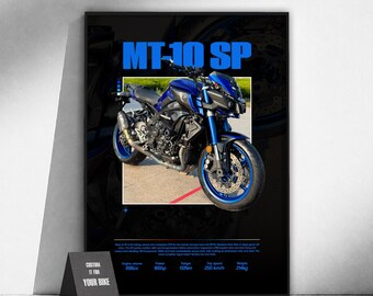 Póster de la moto deportiva Yamaha MT-10 SP | Arte mural para motociclistas | Lámina de moto japonesa | Decoración de garaje | Regalo para motociclistas | Arte del motor