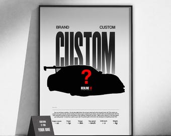 Póster personalizado de coches | Arte de coches exóticos | Arte mural automotriz | Decoración de garaje | Regalo para amantes de los coches | Arte del automovilismo