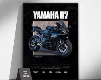 Póster de la moto deportiva Yamaha YZF-R7 | Arte mural para motociclistas | Lámina de moto japonesa | Decoración de garaje | Regalo para motociclistas | Arte del motor