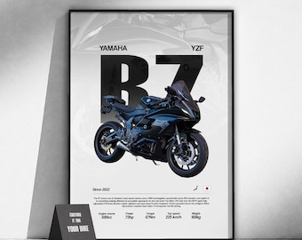 Póster de la moto deportiva Yamaha YZF-R7 | Arte mural para motociclistas | Lámina de moto japonesa | Decoración de garaje | Regalo para motociclistas | Arte del motor