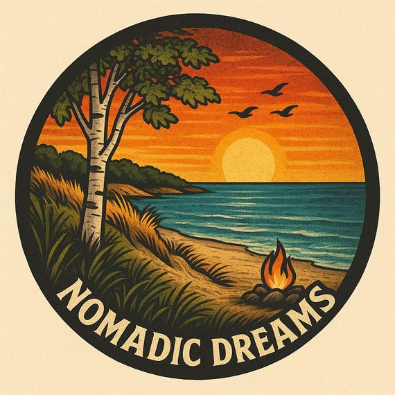 ノマディック・ドリームズ ラウンドステッカー • サンセット
