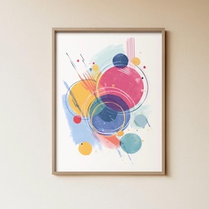 Abstract Colorful Circles & Lines | Playful Modern Printable Wall Art | Minimalist Digital Download