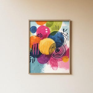Abstract Colorful Circles & Lines | Playful Modern Printable Wall Art | Minimalist Digital Download