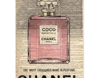 Coco Chanel Mademoiselle Perfume Vintage Newspaper Poster - Wall Art