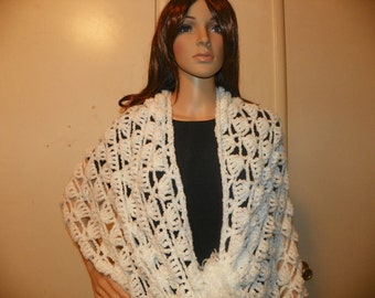 Stunnign Elegant White Shawl Wrap  Perfect for Special Event Ready to Ship