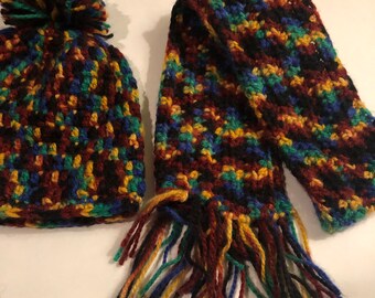 Childs Scarf and Hat Set Very Soft Yarn Size 1-3 Years Ready To Ship