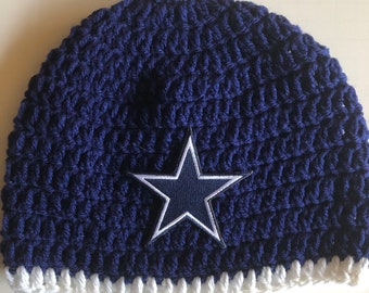 Cowboys Beanie Hat Teen-Adult Choose from White or Grey Trim or All Blue