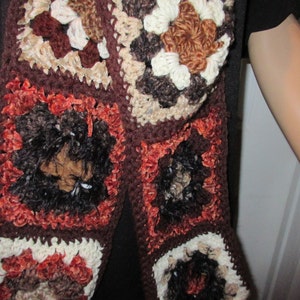 Beautiufl Rustic Scarf Granny Square Scarf Extra Long READY TO SHIP image 5