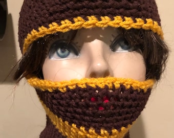 Crochet Full Face Ski Mask Balaclava cuff it up to Wear as a Beanie Adult Size Unisex Ready to Ship